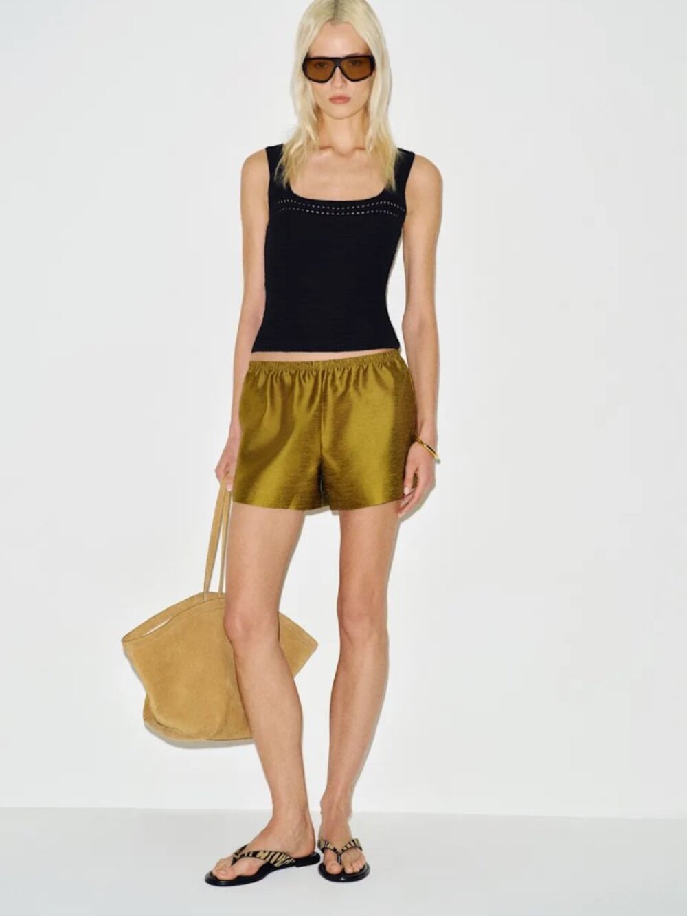 Reformation Nora Short in Chartreuse - Picture 3 of 3